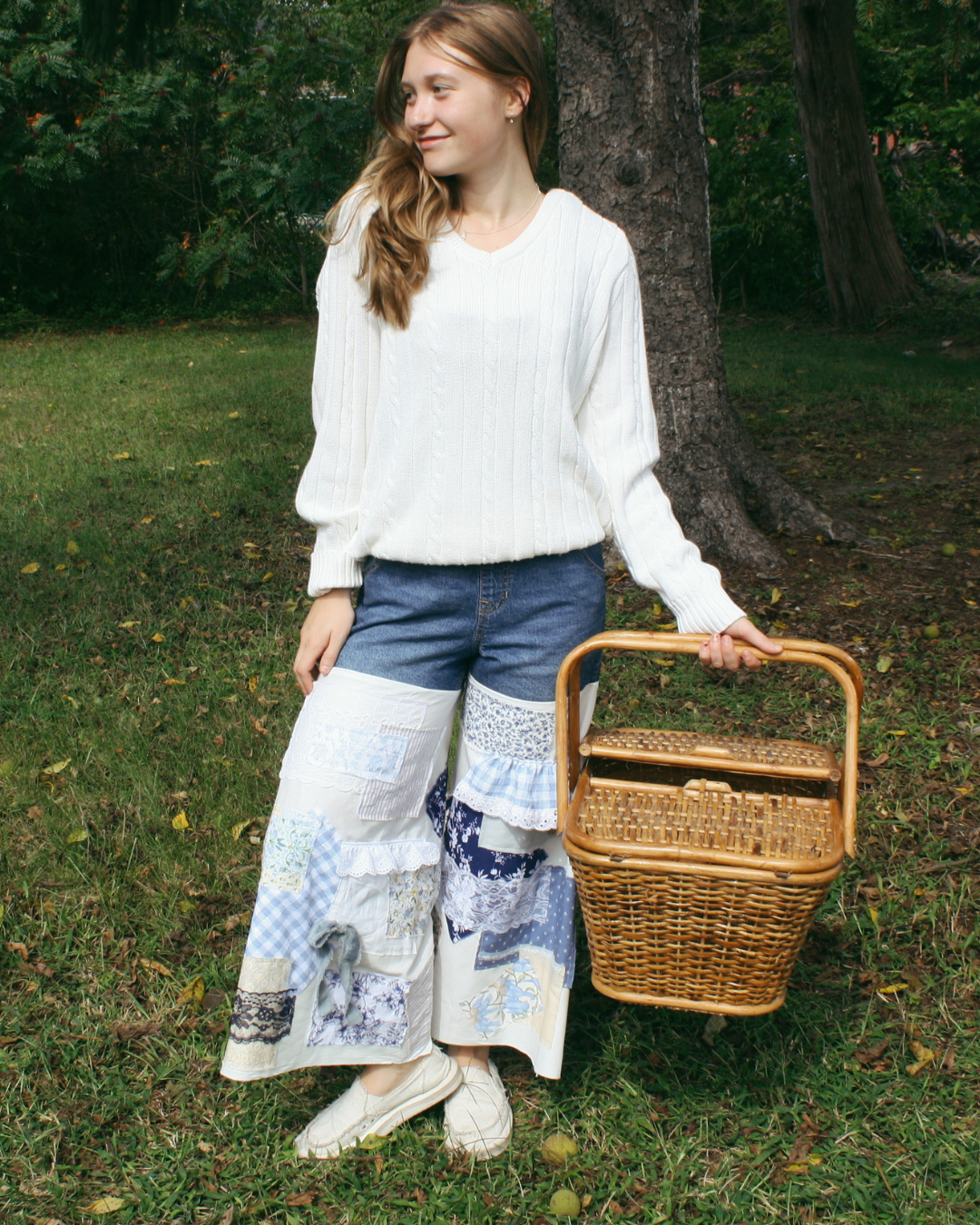 Patchwork Overalls- Powder Blue
