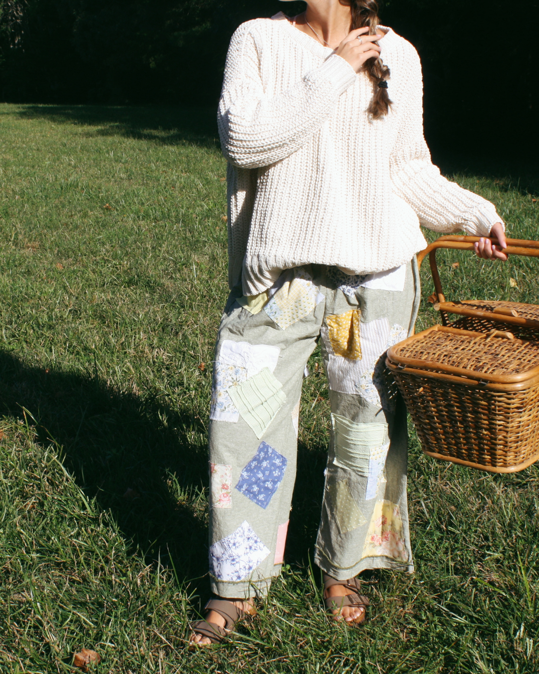 Cottage Patchwork Pants- Olive