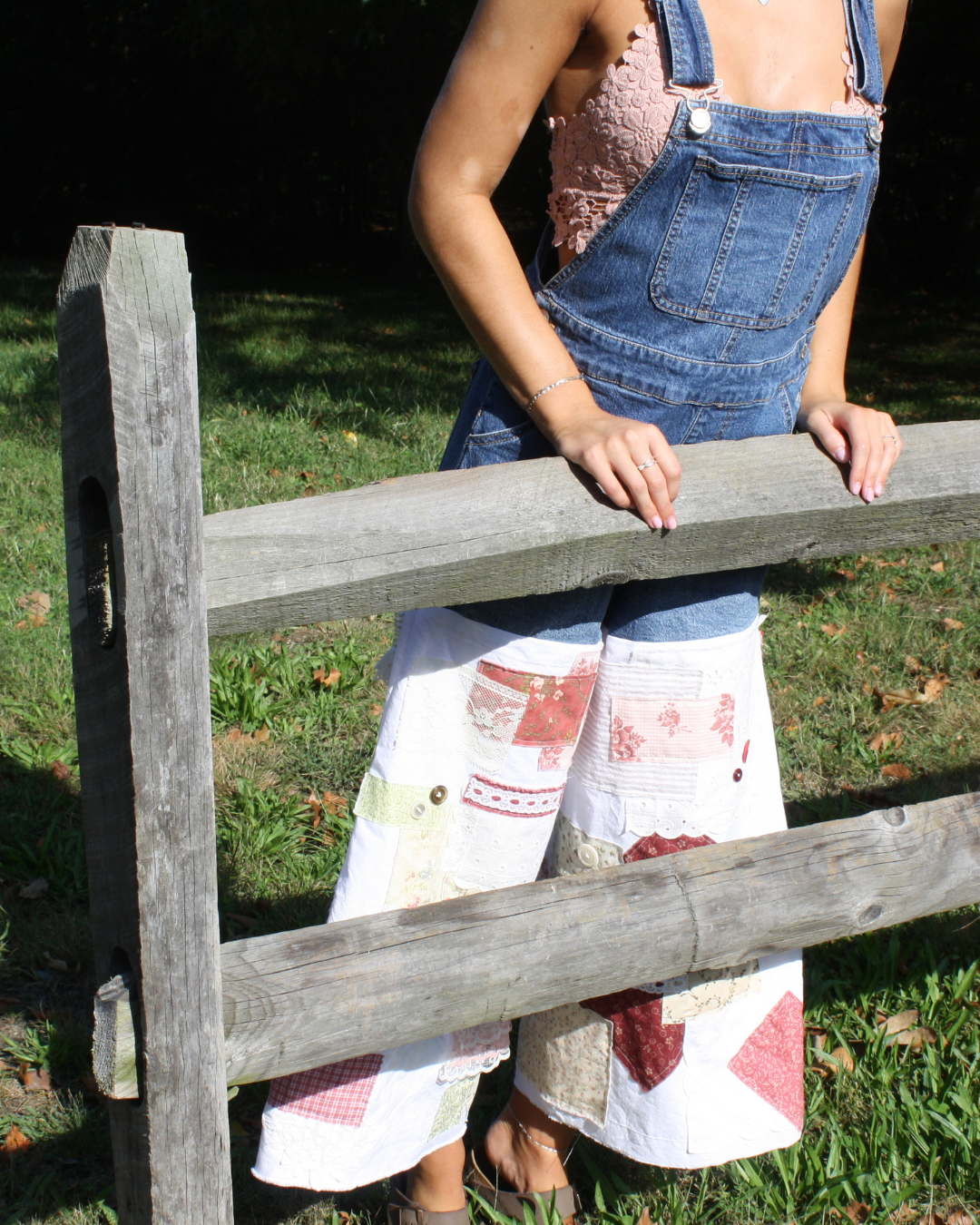 Patchwork Overalls- Cranberry