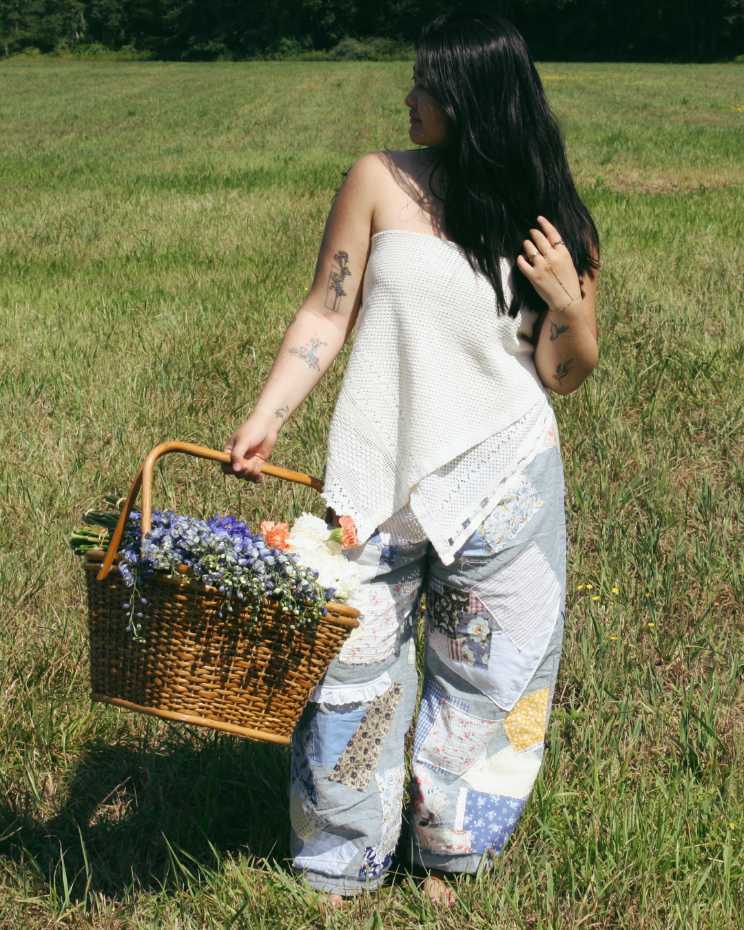 Cottage Patchwork Pants- Blueberry